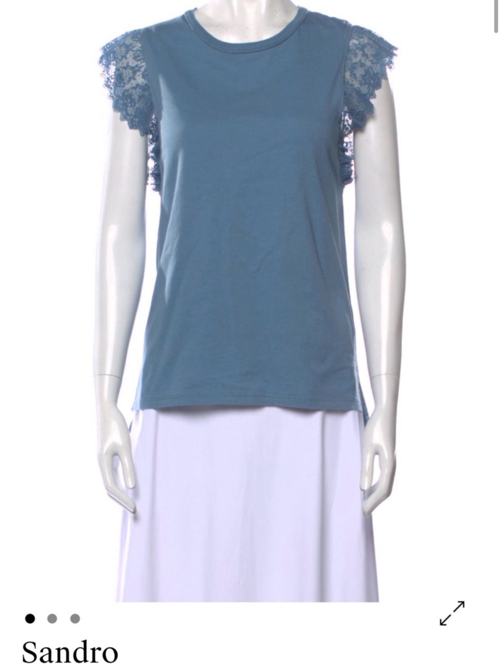 Sandro Teal Lace-Cap Sleeve Tank